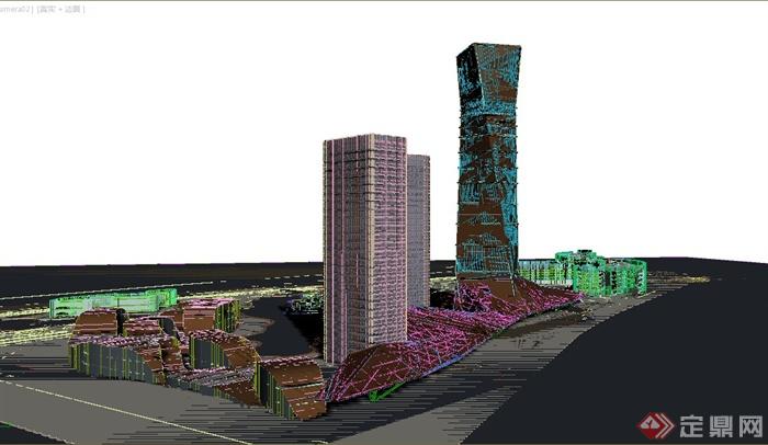 现代某高层办公酒店群体建筑3DMAX模型+PSD效果图(5)