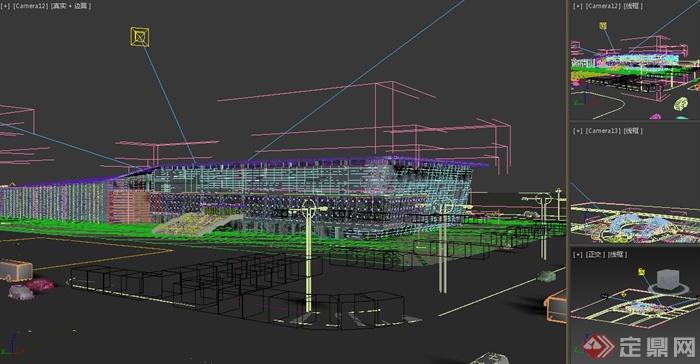 现代某多层体育馆建筑设计3DMAX模型+PSD效果图(4)