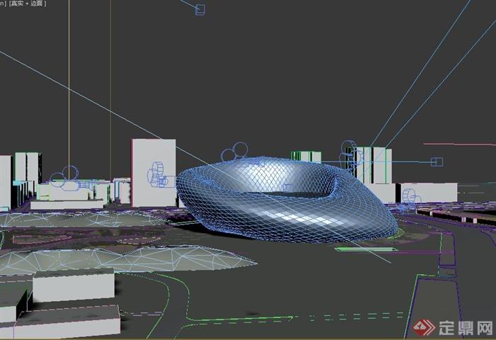 现代某多层艺术馆建筑设计3DMAX模型+PSD效果图(7)