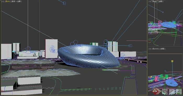 现代某多层艺术馆建筑设计3DMAX模型+PSD效果图(8)
