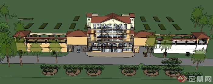 托斯卡拉风格酒店模型建筑设计SU模型(3)