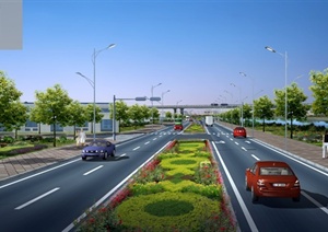 某城市公路绿化设计psd效果图