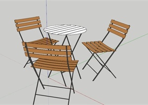 某现代三人桌椅组合SU(草图大师)模型