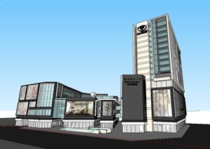 商业中心以及酒店楼建筑设计SU(草图大师)模型