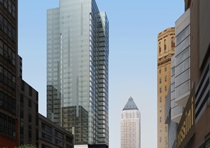 某现代高层商业街建筑3Dmax+PS效果图