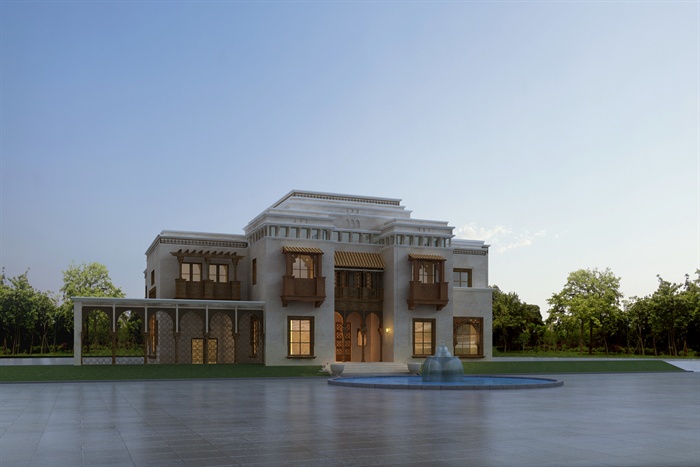 欧式风格别墅建筑设计3D模型 效果图