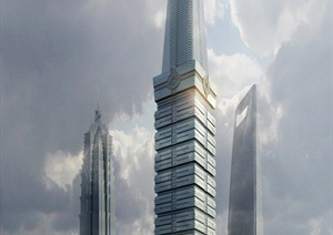 某现代超高层酒店建筑设计3d模型、psd效果图