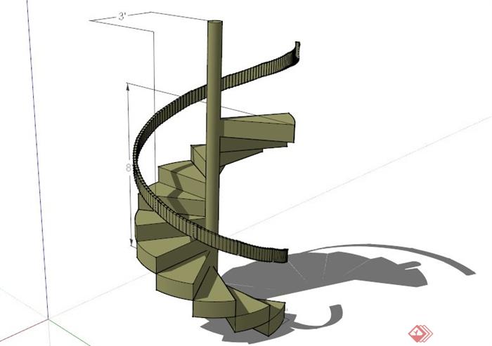 某现代旋转楼梯设计SU模型(1)