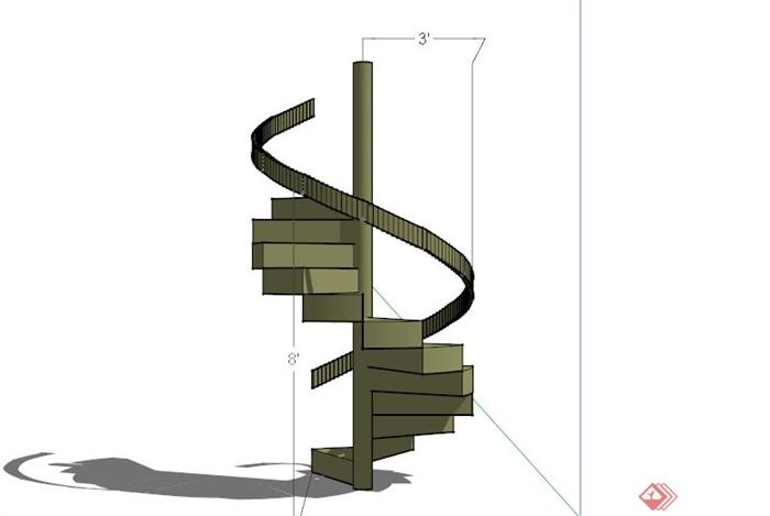 某现代旋转楼梯设计SU模型(3)