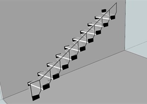 某现代黑白折线楼梯SU(草图大师)模型