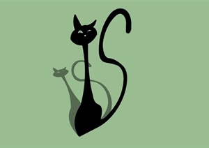 某黑色可爱猫咪雕塑小品SU(草图大师)模型