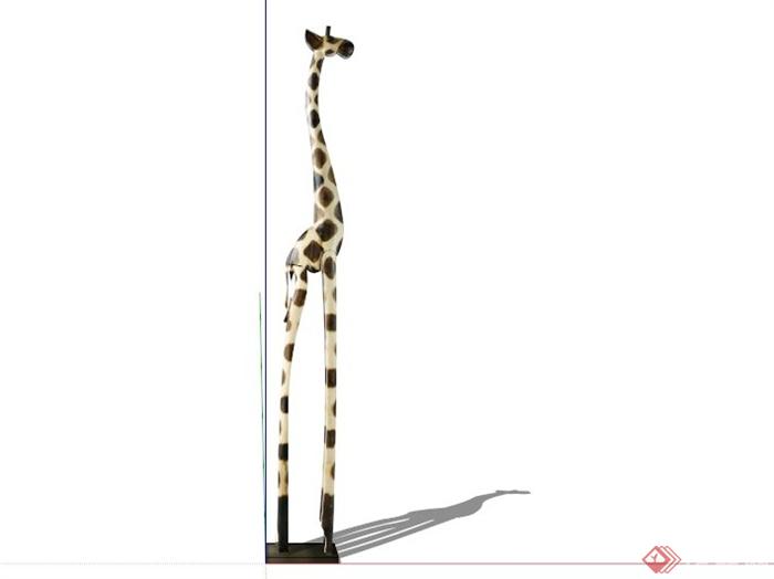 现代长颈鹿动物雕塑小品SU模型(3)