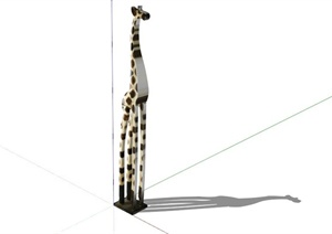 现代长颈鹿动物雕塑小品SU(草图大师)模型