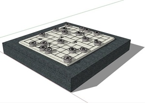 某现代中式象棋造型雕塑小品SU(草图大师)模型
