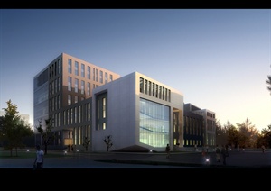 黄昏现代办公楼建筑设计3DMAX模型