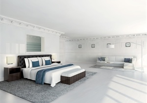 现代卧室室内布置场景设计3DMAX模型