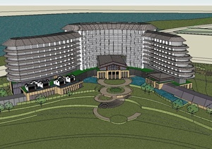 滨水五星级酒店建筑设计SU(草图大师)模型
