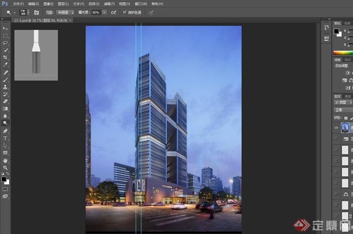 现代风格高层酒店建筑设计3d模型、psd效果图(3)