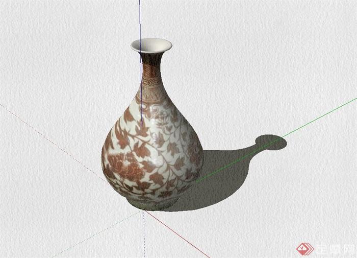 漂亮陶瓷花瓶设计su模型(1)