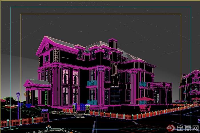 多层欧式风格洋房别墅建筑设计3DMAX模型(10)