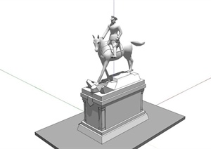 某现代战马骑士雕塑小品SU(草图大师)模型