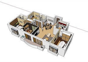 现代室内住宅家装设计SU(草图大师)模型