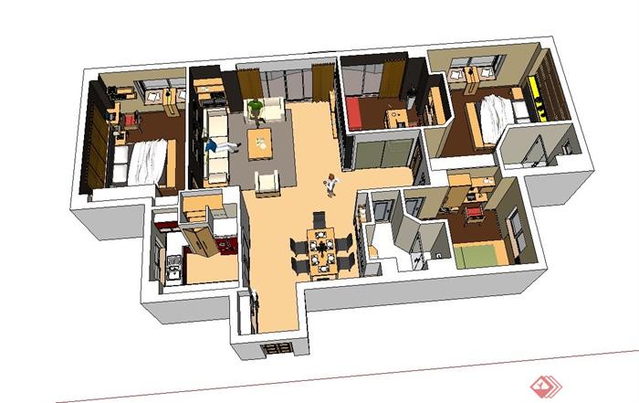 现代室内住宅家装设计su模型