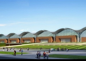 现代高铁站建筑设计3DMAX模型+jpg效果图