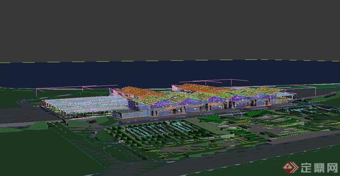 现代高铁站建筑设计3DMAX模型+jpg效果图(4)