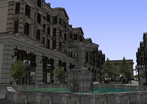 某欧式商业街、商业建筑设计SU(草图大师)模型