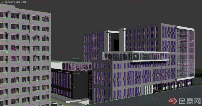 黄昏现代办公楼建筑设计3DMAX模型(2)