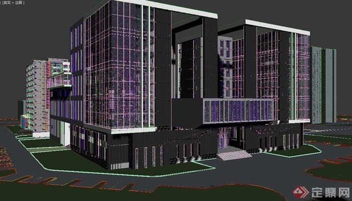 黄昏现代办公楼建筑设计3DMAX模型(3)