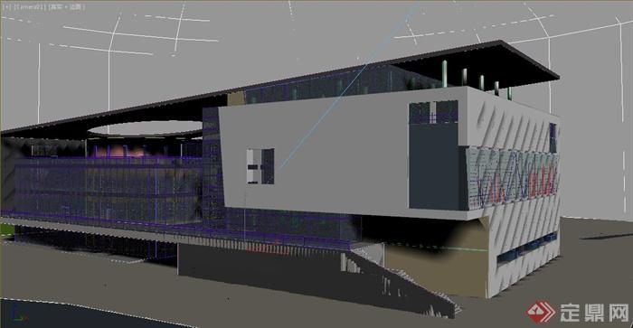 现代三层小办公楼建筑设计3DMAX模型+PSD效果图(2)