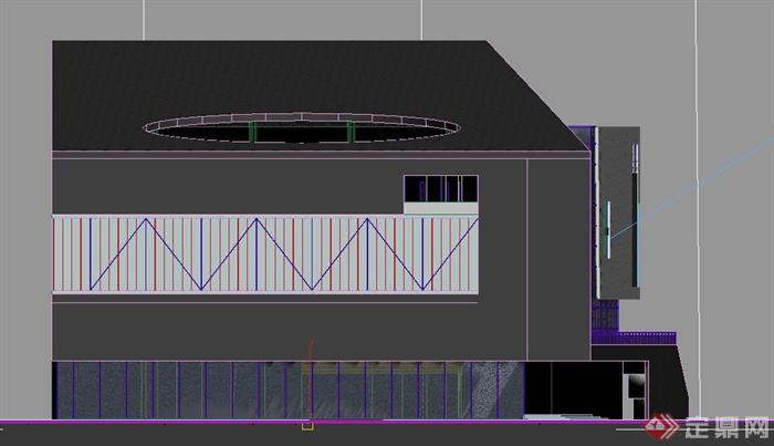 现代三层小办公楼建筑设计3DMAX模型+PSD效果图(3)