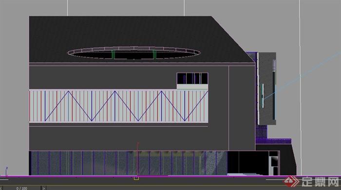 现代三层小办公楼建筑设计3DMAX模型+PSD效果图(4)
