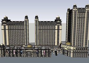 欧式风格商业街高层建筑设计SU(草图大师)模型