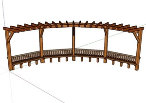 某弧形木材廊架SU(草图大师)模型