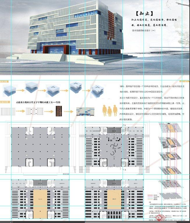 图书馆建筑设计PSD展板方案(1)