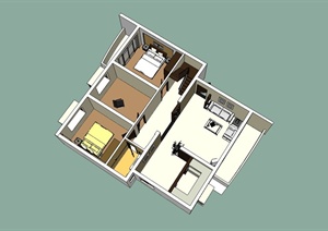 现代家装室内空间设计SU(草图大师)模型