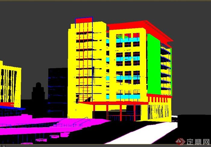 现代某多层独栋办公楼建筑设计3DMAX模型(2)
