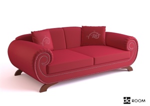 欧式风格红色沙发设计3d模型