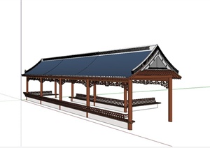 庭院古典中式长廊设计SU(草图大师)模型