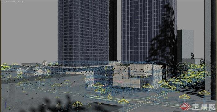 综合楼商城鸟瞰建筑设计3DMAX模型(2)