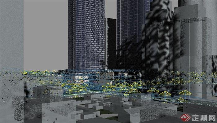 综合楼商城鸟瞰建筑设计3DMAX模型(4)