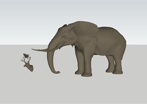 大象、鹿头、老鹰组合设计SU(草图大师)模型