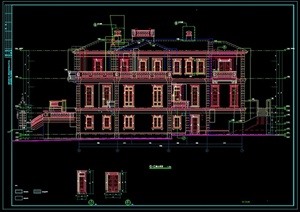 某三层欧式别墅建筑设计cad施工图