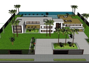 某私家别墅屋顶花园景观规划设计SU(草图大师)模型