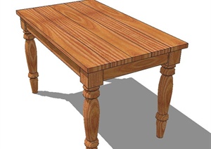 木质长方形桌子设计SU(草图大师)模型