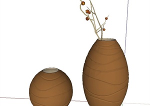 室内两个圆形花瓶设计SU(草图大师)模型