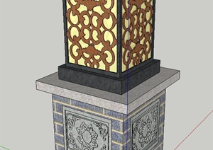 中式风格浮雕庭院灯设计SU(草图大师)模型